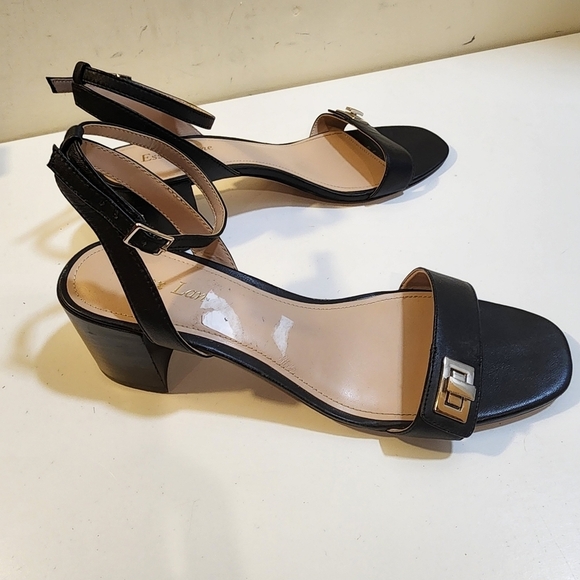 Essex Lane Saviava black medium block heels sandals size 9 1/2 - Picture 2 of 10